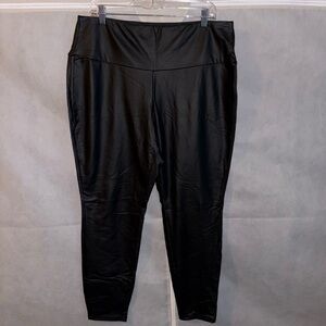 SHEIN Black Faux Leather Leggings with Wide Waistband